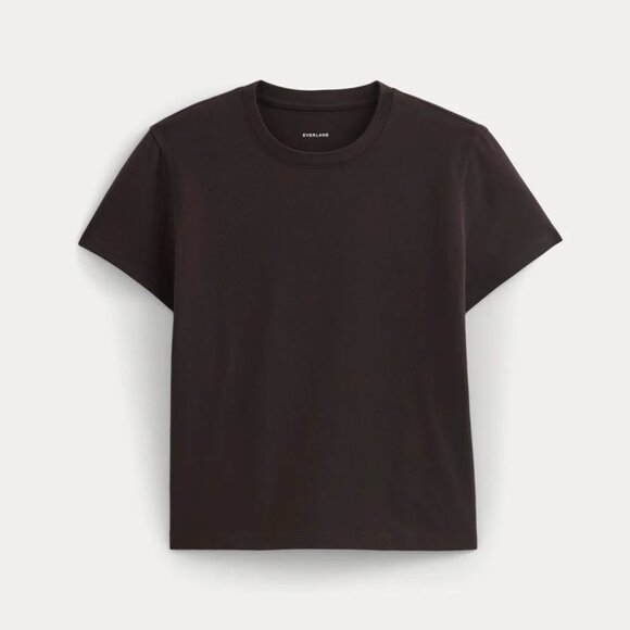 Everlane The Box Cut Tee in Essential Cotton in Dark Chocolate, Size Large - Picture 4 of 8